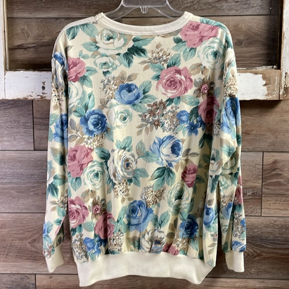 SEASON TICKET Vintage Cottagecore Floral Lightweight Sweatshirt Top Size 2X - Picture 6 of 9